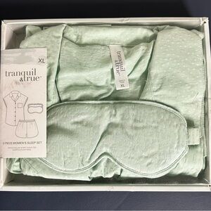 NWT, Tranquil & True Mint Pajama Set with Eye Mask